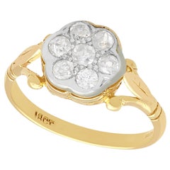 Anillo de compromiso con diamantes y oro amarillo engastado en oro blanco de los años 40