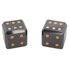 Coppia di cubi/dadi di diamante nero naturale da 15, 4 carati con intarsi in oro