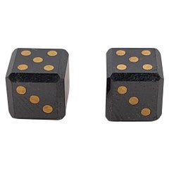 Paire de diamants noirs naturels de 12,7 carats Cubes/Dices avec incrustation d'or