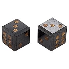 Coppia di cubi/dadi di diamante nero naturale da 2,17 carati con intarsio in oro