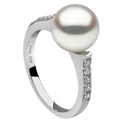 Yoko London Bague classique en or blanc 18 carats avec perles d'eau douce et diamants