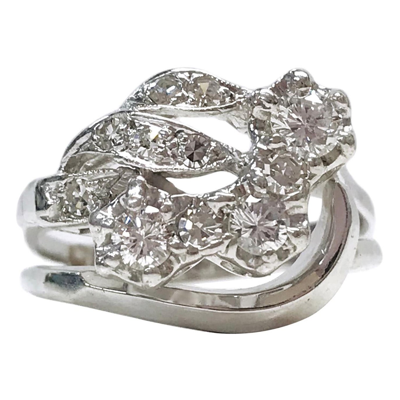White Gold Diamond Ring, Circa 1950s For Sale