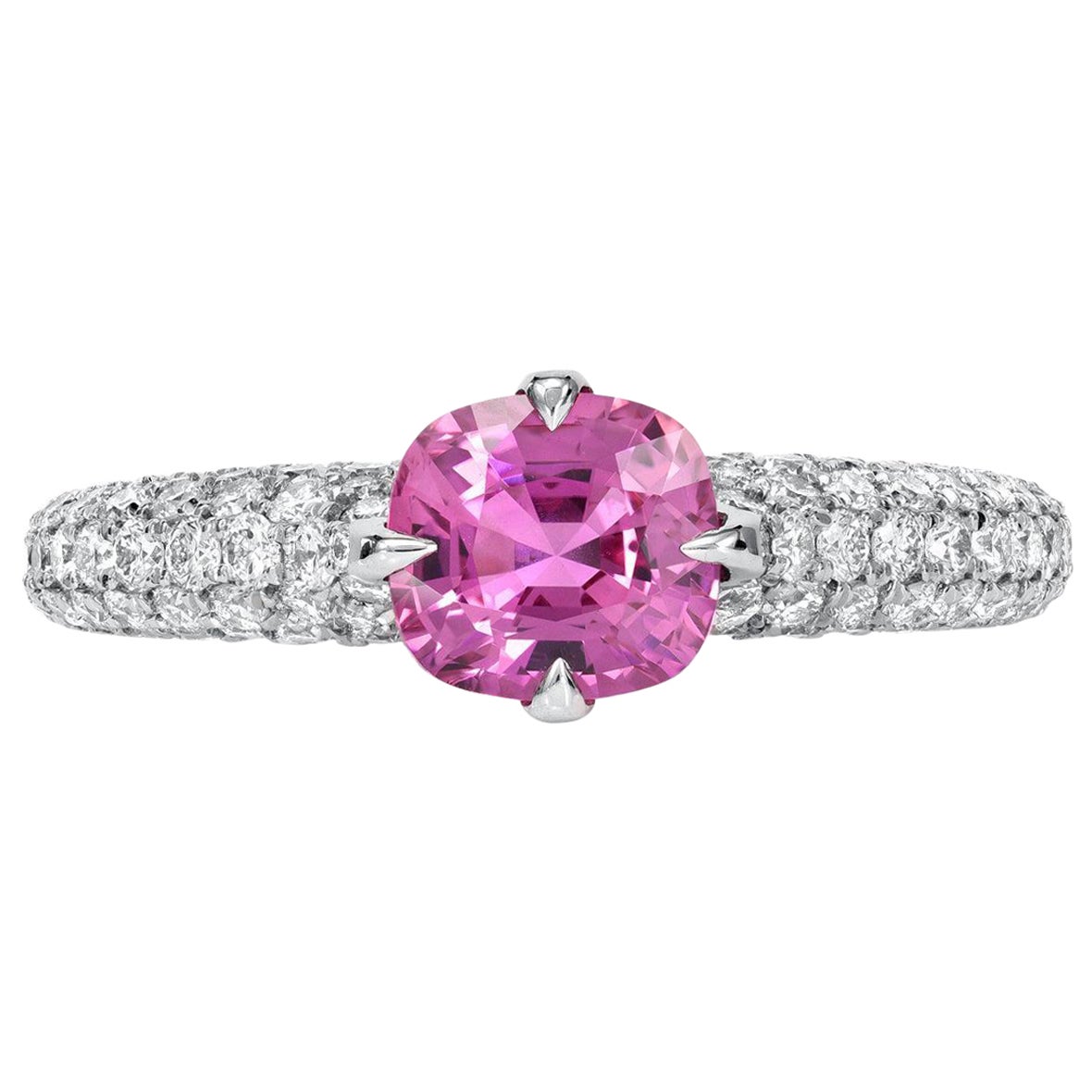 Unheated Burma Pink Sapphire Ring 1.19 Carats No Heat For Sale 1