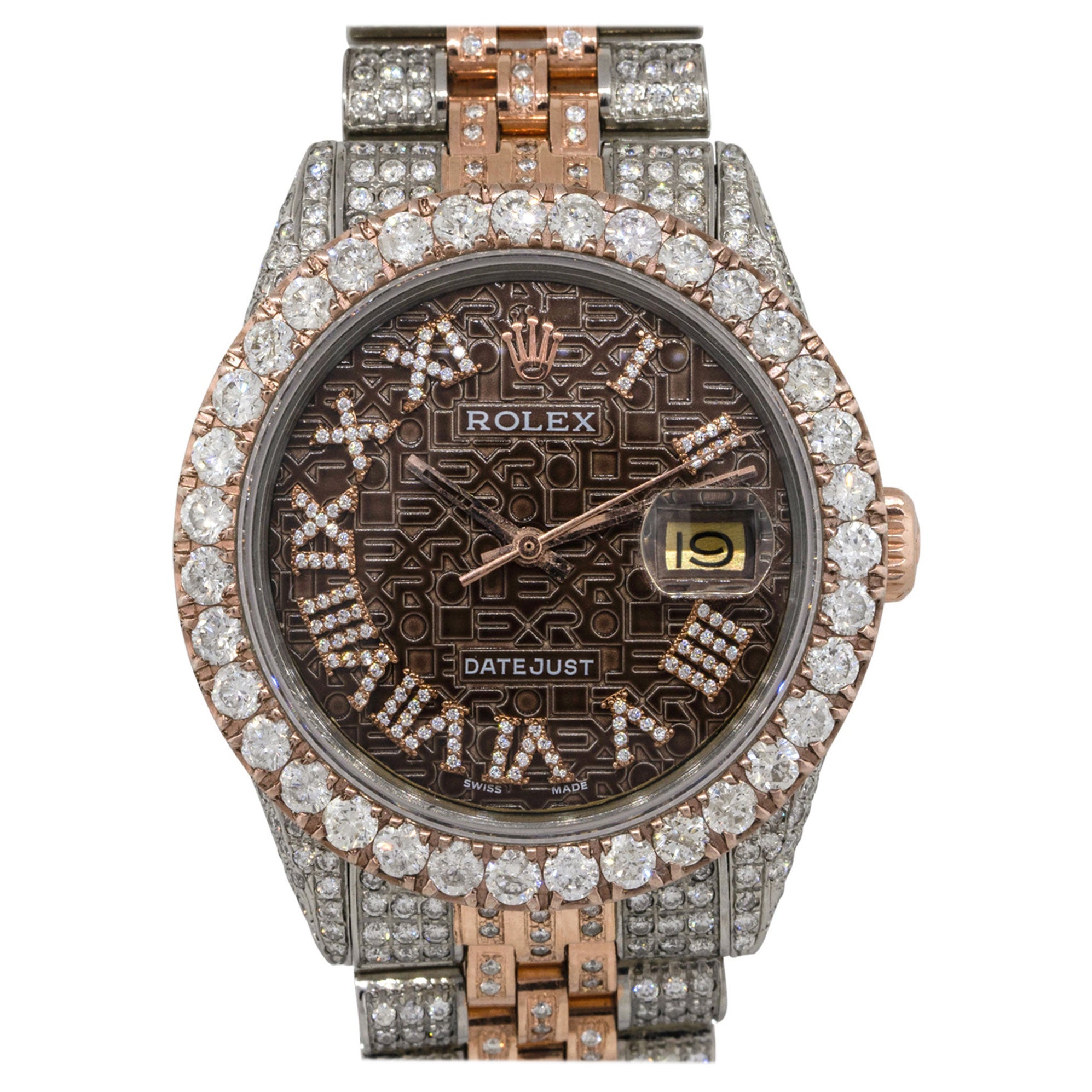Rolex 1601 Datejust 18k Two Tone Chocolate All Diamond Watch