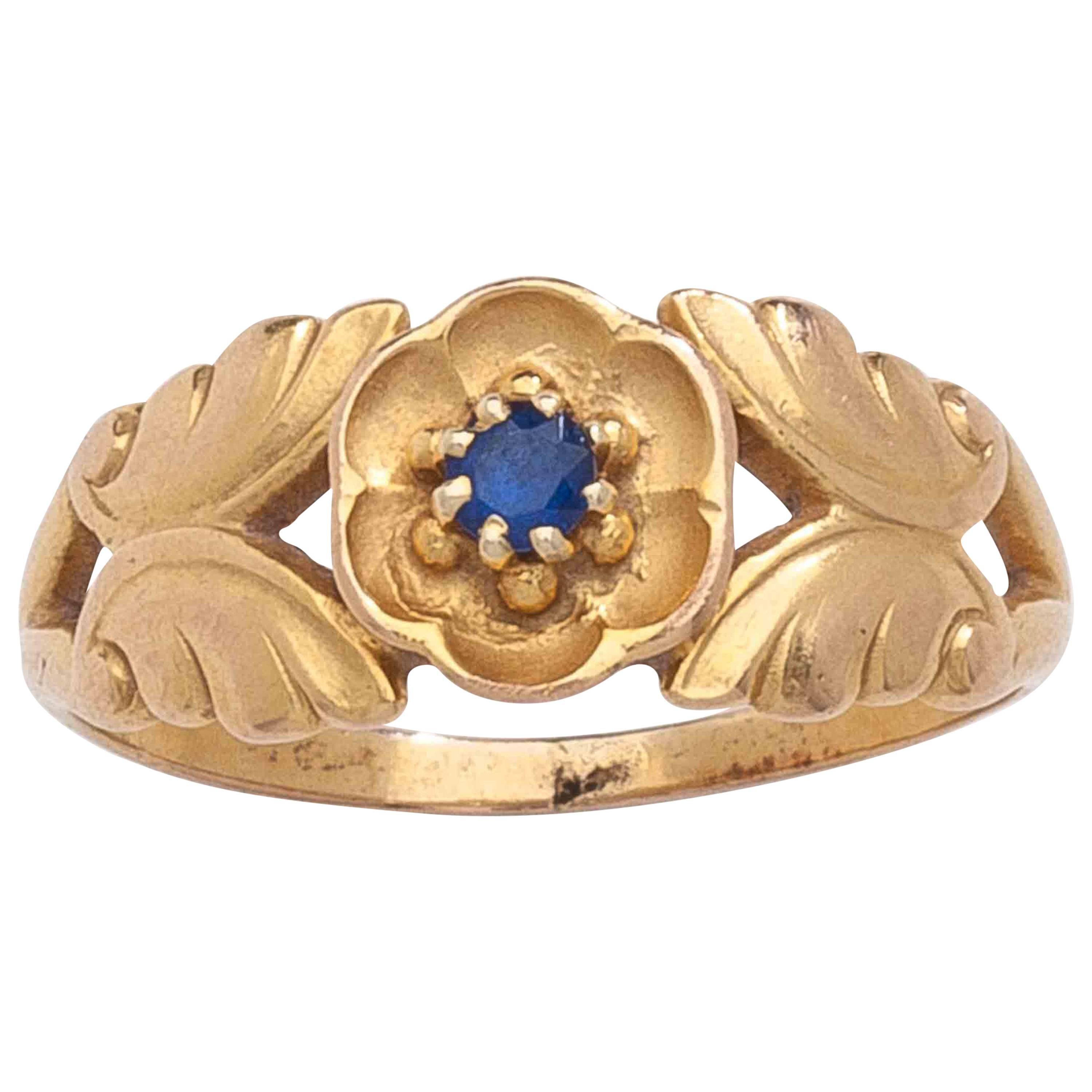 Georg Jensen Sapphire Gold Ring No. 137 For Sale