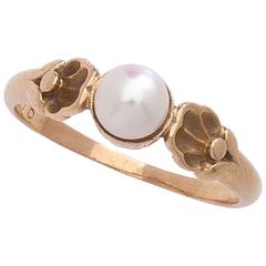1930s Georg Jensen Pearl Gold Ring No. 175 