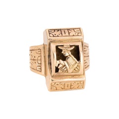 Vintage Aztec Ring 18k Rose Gold Pinky Estate Fine Inca Mayan Jewelry