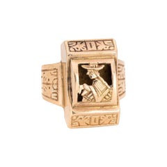 Vintage Aztec Ring 18k Rose Gold Pinky Estate Feine Inka Maya-Schmuck
