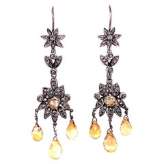 Boucles d'oreilles lustre en citrine et diamant Lucea New York.