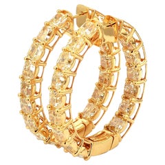 Créoles fantaisie en or jaune 18 carats avec diamants jaunes intenses de 21,76 carats