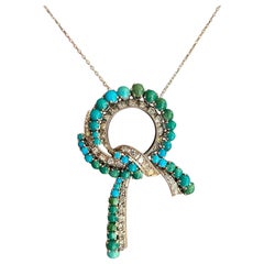 Collana di turchesi e diamanti, purezza VS1/VS2, colore F