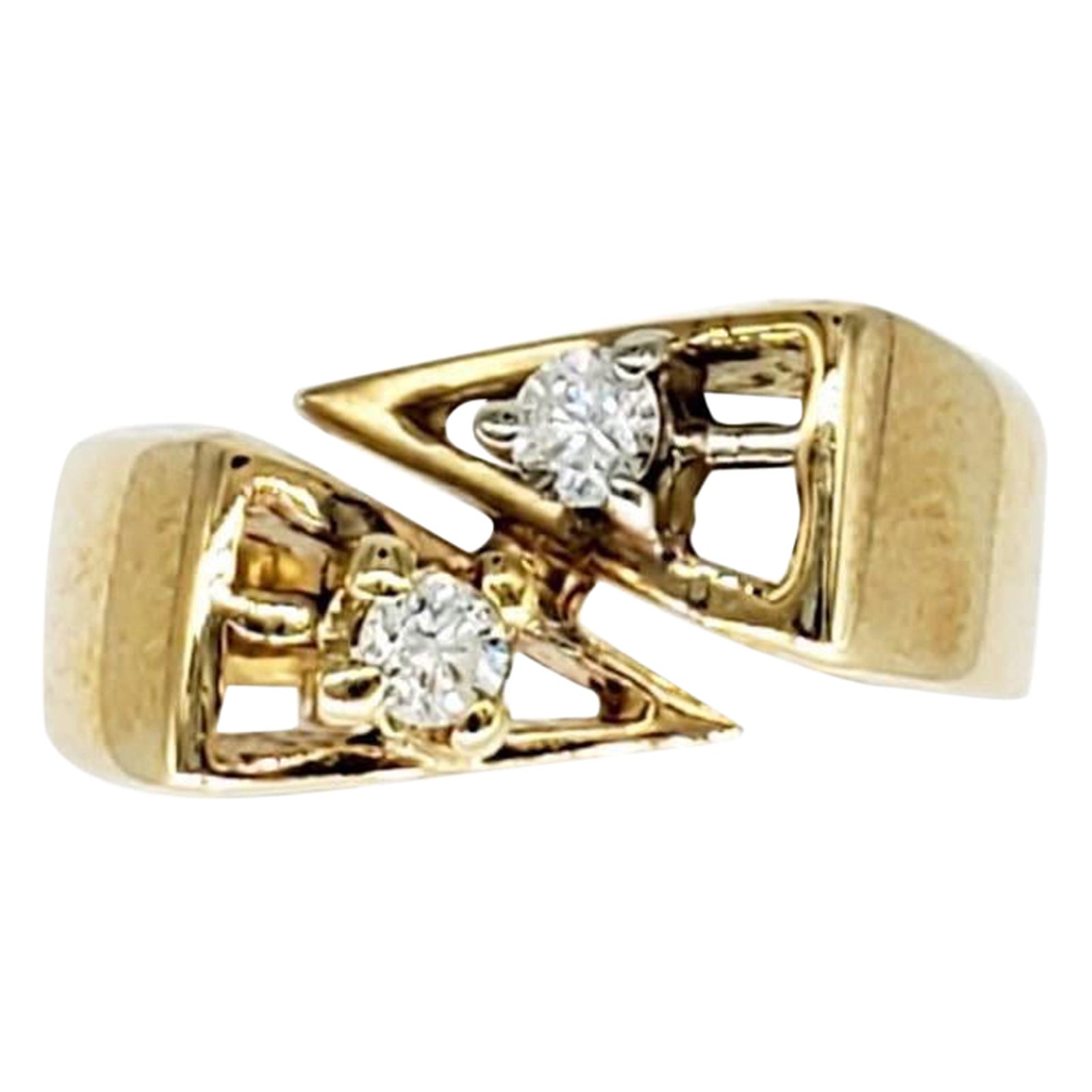 Vintage 0.20 Carat H/VS Diamonds Abstract Design 14k Gold Ring For Sale