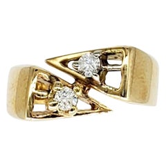Vintage 0.20 Carat H/VS Diamonds Abstract Design 14k Gold Ring