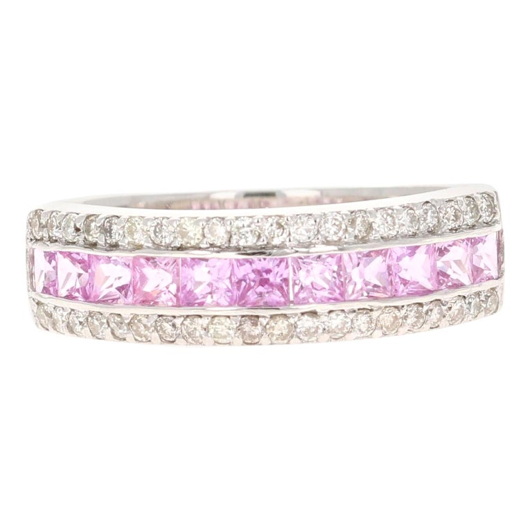 Diamond + Pink Sapphire White Gold Cuff