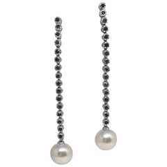 Grandes boucles d'oreilles Akoya en or 14 carats et saphirs certifiés 8,7 mm