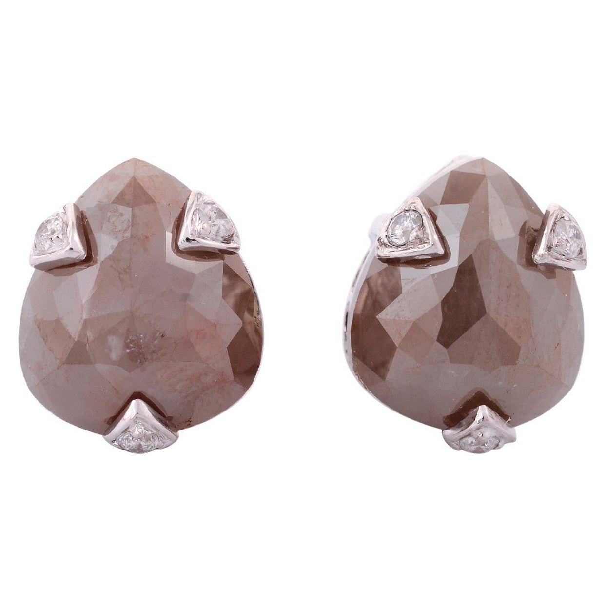 Pear Shaped Ice Diamond Studs Made in 18k Gold