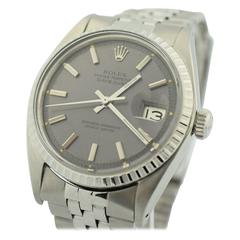 Vintage Rolex Stainless Steel Datejust Grey Dial Wristwatch Ref 1603 