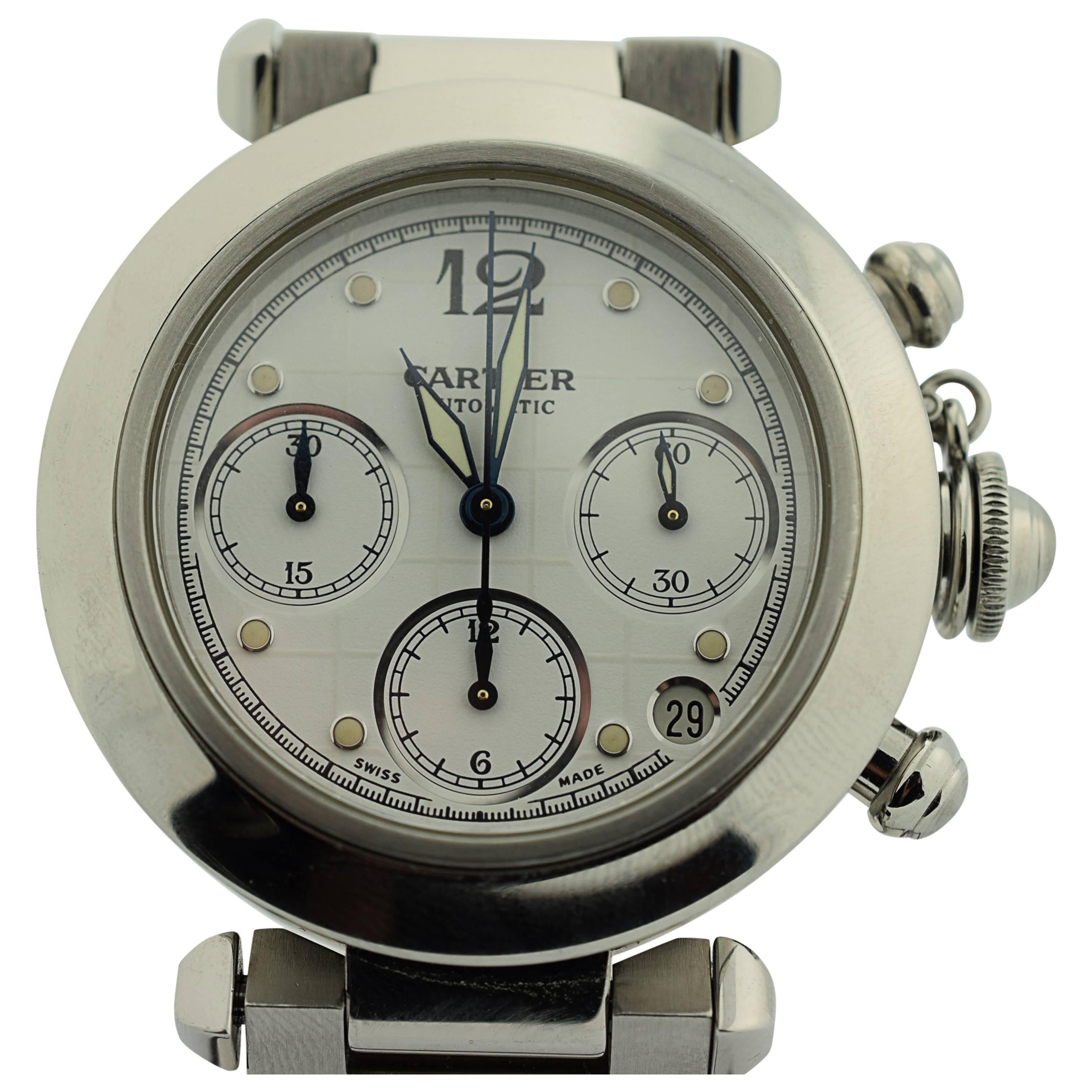 Cartier Stainless Steel Automatic Pasha Chronograph Wristwatch Ref 2412
