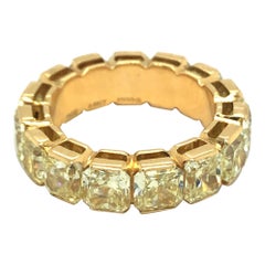8.88 Carats Yellow Diamonds 18 Karat Yellow Gold Eternity Band Ring