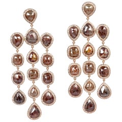 Boucles d'oreilles chandelier en forme de glace à 3 couches en or rose 18 carats et diamants