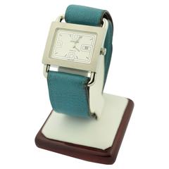 Hermes Lady's Stainless Steel Barenia Quartz Calendar Wristwatch