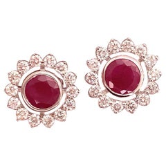 Diamond Ruby Earrings 14k Gold 2.07 TCW Certified