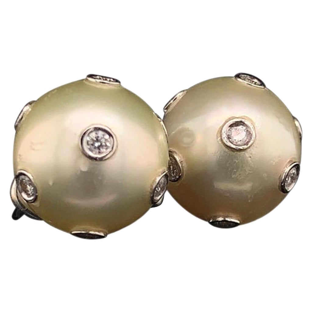 Pendiente Diamante Perla del Mar del Sur 14 Kilates Certificado