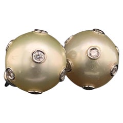 Pendiente Diamante Perla del Mar del Sur 14 Kilates Certificado