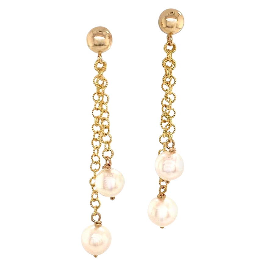 Diamond Akoya Pearl Earrings 14k Yellow Gold 0.12 TCW Women Certified ...