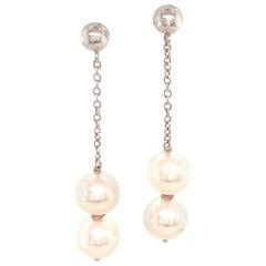 Akoya Pearl Earrings 14k White Gold Certified