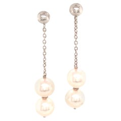 Akoya Pearl Earrings 14k White Gold Certified