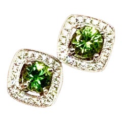 Diamant-Saphir-Ohrringe 18k Weißgold 1,50 TCW zertifiziert