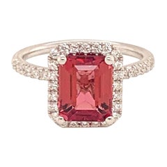 Diamond Tourmaline Rubellite Ring 6.5 18k Gold 3.11 TCW Certified