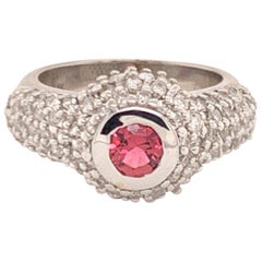 Diamant-Turmalin-Ring 1,29 TCW 14k Weißgold zertifiziert