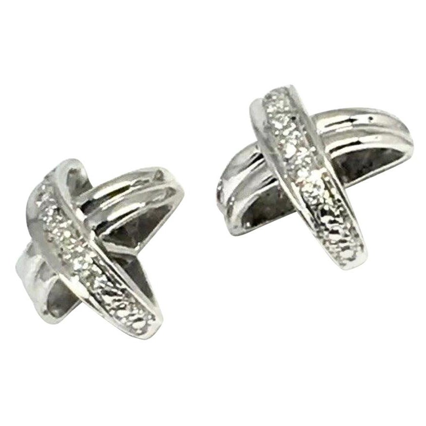Pendientes de diamantes "X" de oro de 14k 0,10 TCW certificados