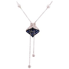 Diamond Sapphire Necklace 1.30 TCW Women Certified