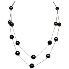 Tahitian Pearl Tincup Necklace 14k Gold 121.25" Certified