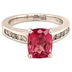 Bague en or 14 carats avec diamants, rubellite et tourmaline 3 carats certifiée TCW