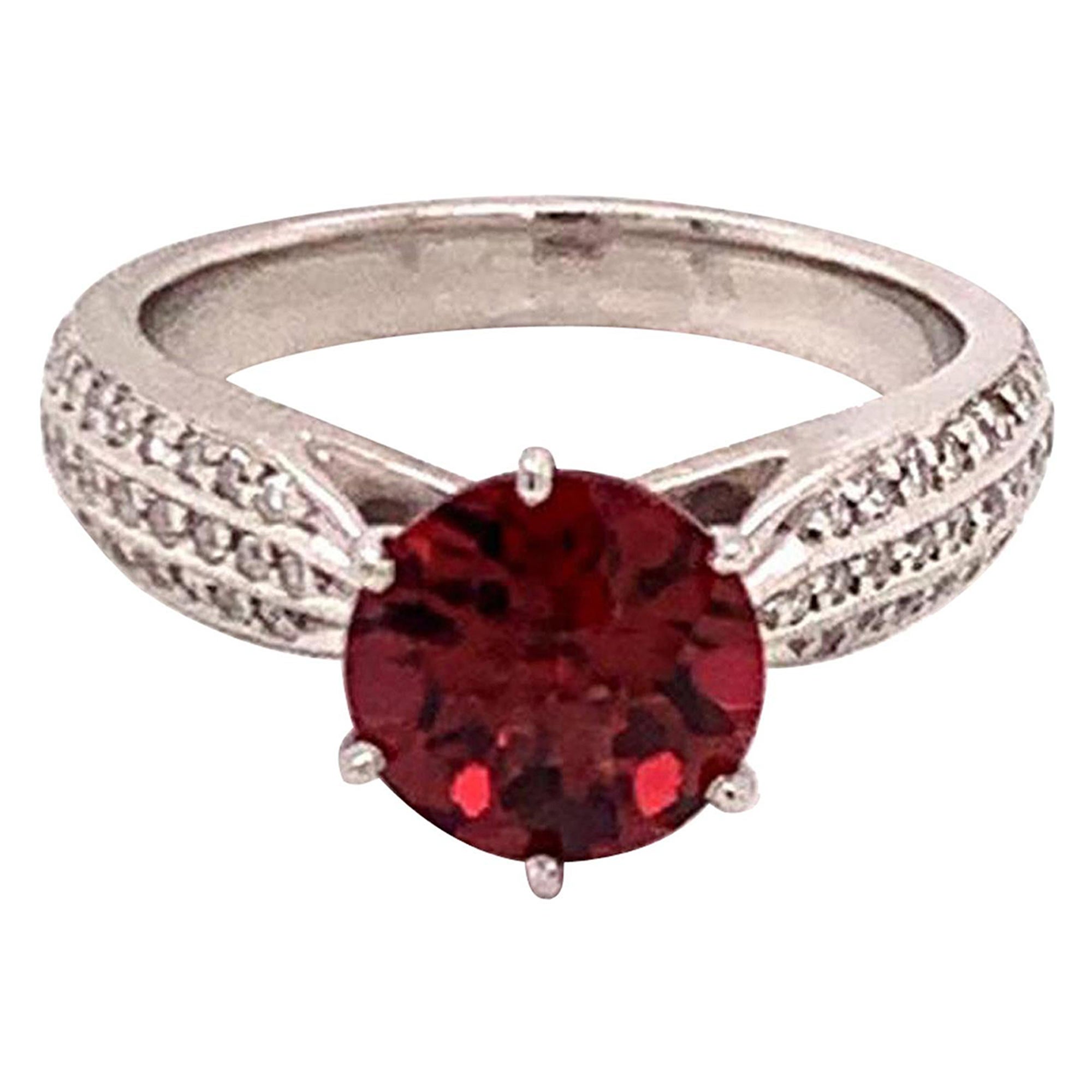 Diamond Platinum Tourmaline Rubellite Ring 5.75 2.43 TCW Certified