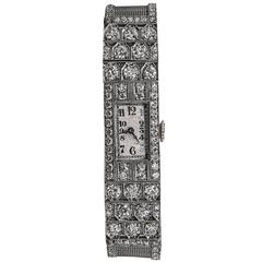 Audemars Piguet lady's platinum diamond art Deco wristwatch