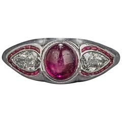 1.25 Carat Ruby Diamond Platinum Ring