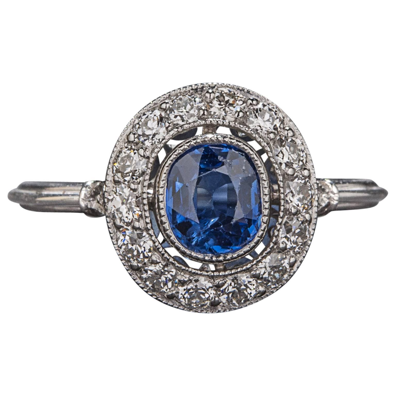 .50 Carat Sapphire Diamond Platinum Ring For Sale