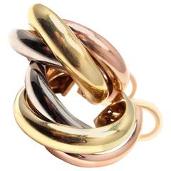 Cartier Trinity Thick Tri-Color Gold Hoop Earrings