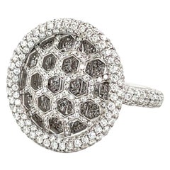 Anillo de Cóctel de Diamantes de Oro Blanco de 18 Kilates