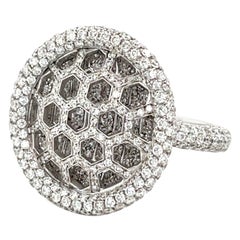 Bague cocktail en or blanc 18 carats et diamants