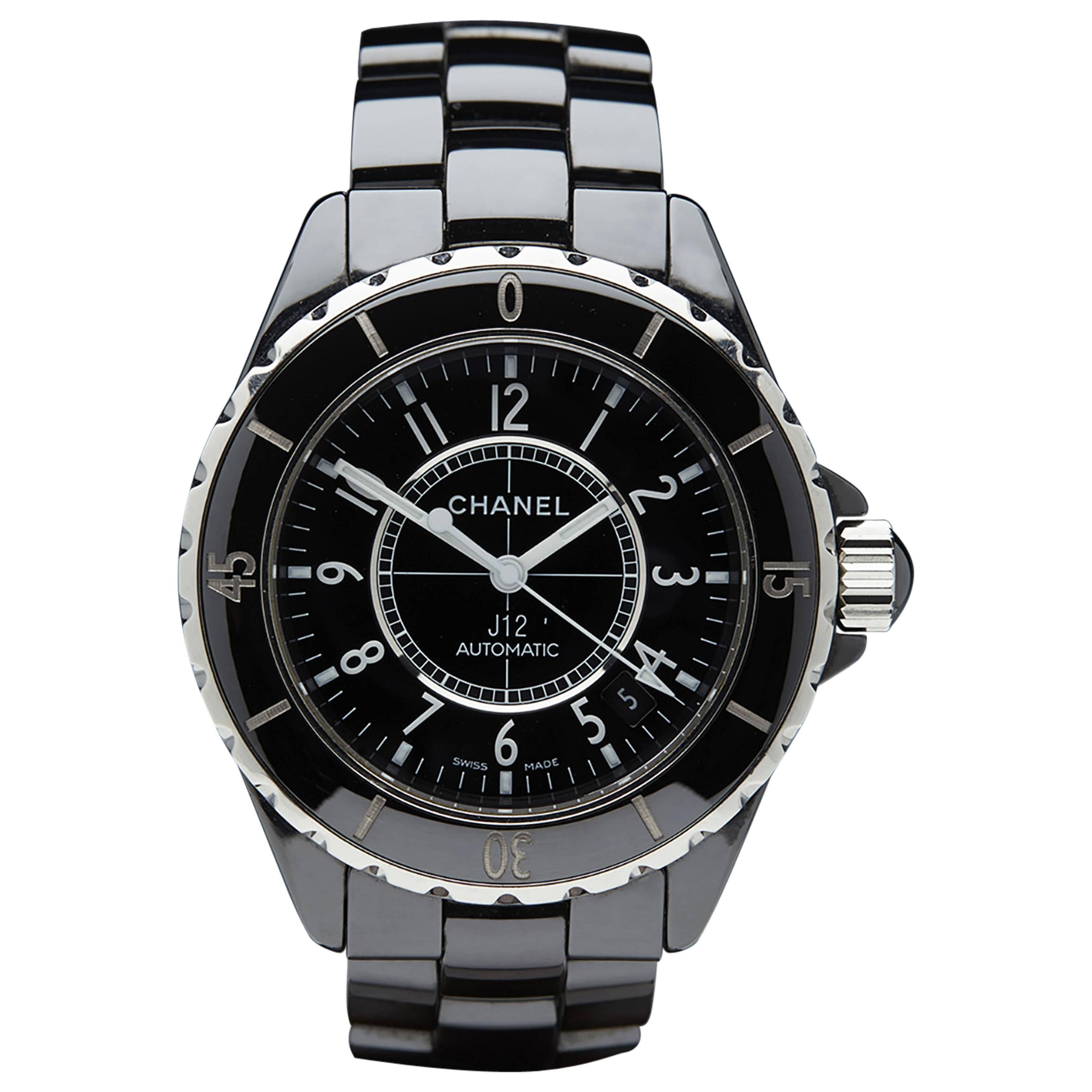 2006 Chanel Black Ceramic/Stainless Steel Unisex Watch H0685