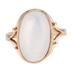 Antique 9.00 Carat Glowing Moonstone Yellow Gold Ring