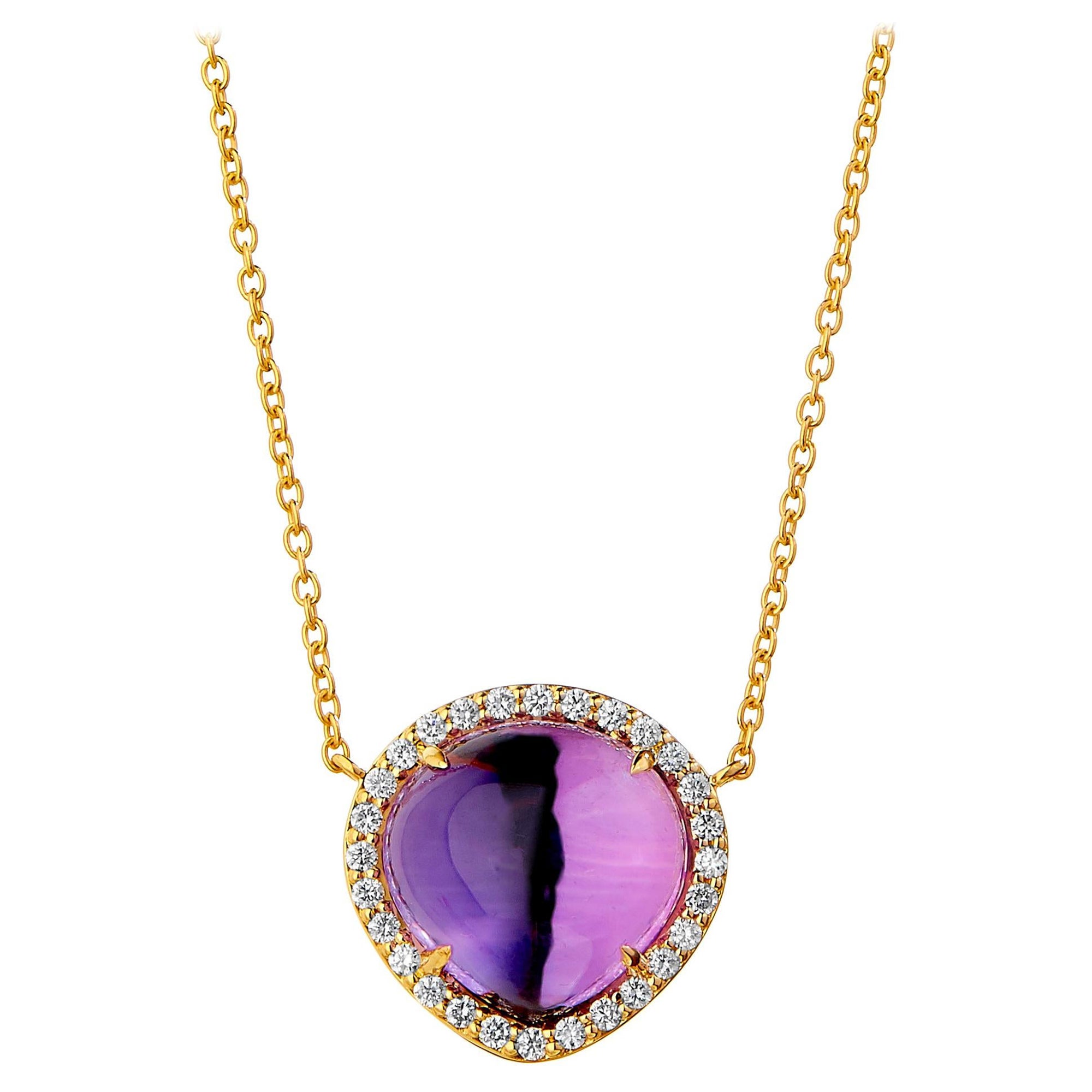 Syna Yellow Gold Mogul Necklace with Amethyst and Diamonds
