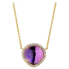 Syna Yellow Gold Mogul Necklace with Amethyst and Champagne Diamonds