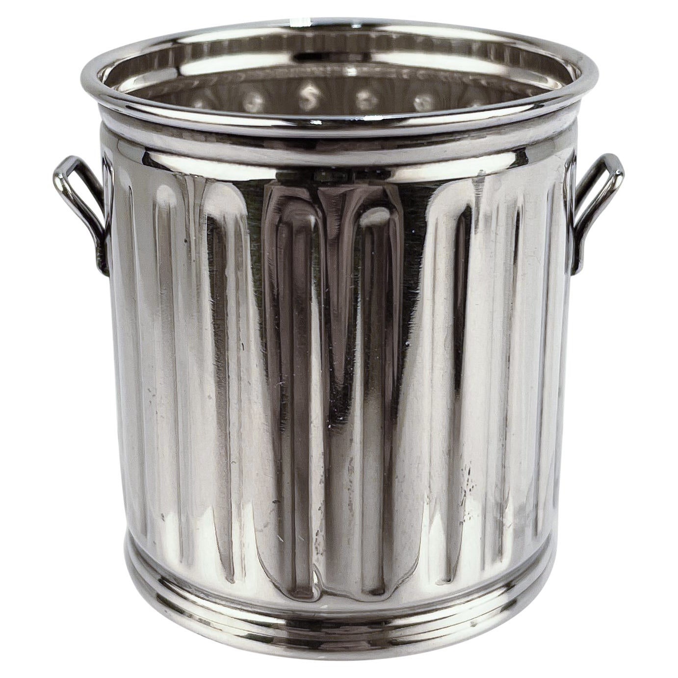 Miniature Sterling Silver Trash Can Form Tooth Pick / Cocktail Spear Holder